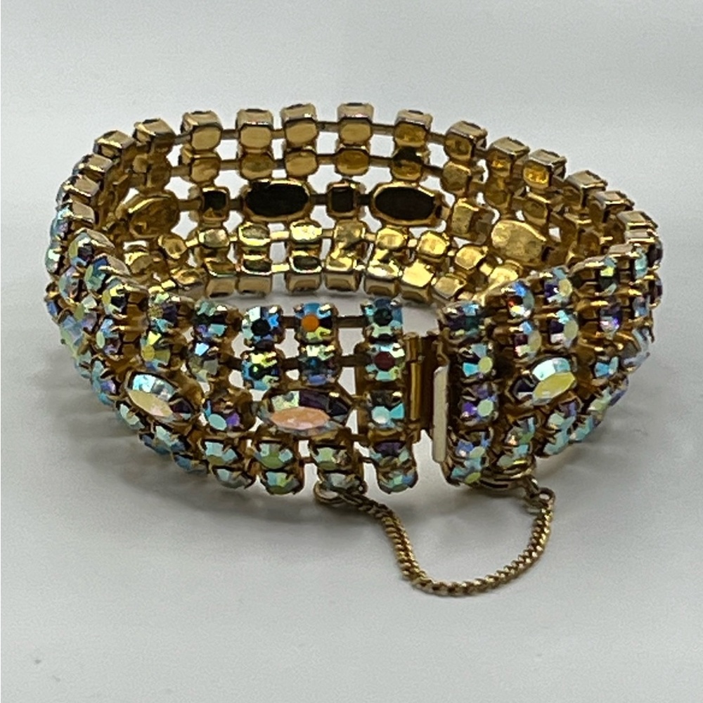 Rare Vintage Unsigned Sherman Aurora Borealis Swarovski Crystal Bracelet